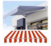 Premium Waterproof Replacement Canopy Fabric for Manual Retractable nings - Red & White Stripes, 13x6.5ft Outdoor Patio ning Cover for Deck, Balcony, Garden (e Not Included)