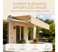 Premium Waterproof Retractable Patio Canopy 8.2x6.5 FT - Windproof UPF50+ Polyester Shade for Restaurants & Courtyards - Durable Aluminum Frame, Cream White