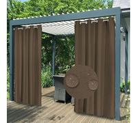 Premium Waterproof Sun Blocking Curtains for Patio, Gazebo, Porch & Bedroom - Fade Resistant Custom 1 Panel, 100" W x 84" H, Elegant Brown Design