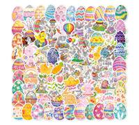 Premium Waterproof Vinyl Easter Stickers Set - 100PCS Bunny & Egg Sparkly Holographic Stickers for Scrapbooking, DIY Crafts, Easter Basket Stuffers, Party Favors, Home Decor & Spring Gifts
