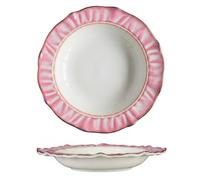 Premium Wavy Edge Ceramic Soup Plate 21.5cm Deep Pasta Bowl,Salad Dessert Breakfast Plate,Vintage French Country Serving Bowl Plate,Underglaze Scratch Resistant Microwaver Safe For Pasta Cake Tapas