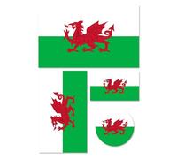 Premium Welsh Red Dragon Flag Sticker Set - 4 x Vinyl Decals for Laptop, Phone, Tablet, Helmet - Bubble-Free, Repositionable & Weatherproof - National Pride Souvenir & Sports Fan Accessories (CYM)