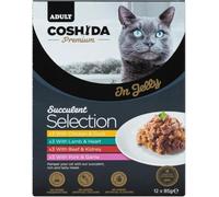 Premium Wet Cat Food in Jelly 12 x 85g - Succulent Selection - With Chicken, Duck, Lamb, Heart, Beef, Kidney, Pork & Game - No Artificial Additives - Pouches for Adult Cats