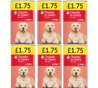 Premium Wet Dog Food - Tender Beef Chunks in Gravy, Nutritious Pet Food for Puppies, High-Protein Dog Wet Tins for All Breeds 1.24kg x 6 Tinned Cans (6 Cans, Beef)