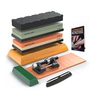 Premium Whetstone Set - Knife Sharpening Stone Set 400/1000 and 3000/8000-Grit Professional Knife Sharpener Includes Flattening Stone, Bamboo Base