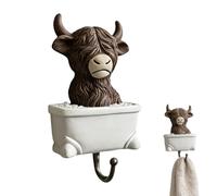 Premium Whimsical Bovine Statue Utility Holders - Durable Sculpture Hardware, Novelty Kitchen Accessory, Artistic Country Living Home Interior Organizer | Robust Multipurpose Resin Waterproof Clothing