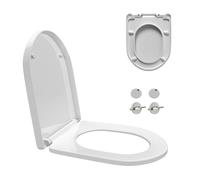 Premium White D-Shape Toilet Seat - Soft-Close No-Slam Lid, Quick-Release Removable Hinges, Universal Fit for Standard Toilets, Durable Anti-Static Urea Surface with Porcelain Gloss