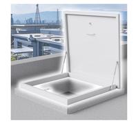 Premium White Roof Window with Hatch Rainproof Flat Roof Access Custom Metal Lid for Attic Stair Exit Secure Snap Closure Ideal for Home Renovation.