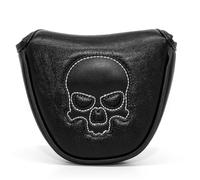 Premium White Stitch Skull Design Golf Mallet Putter Cover Magnetic Closure Heel Shaft Golf Headcover