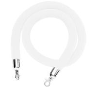 Premium White Velvet Barrier Rope with Silver Hooks Thick VIP Stanchion Queue Rope for Hotel Hospital Bank Crowd Control - 3/4/5 Ft Options Available