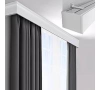 Premium White WallMountCurt Pelmet Box with Double k 3in1 Bay Window Rail Bracket Room Divider Rods 400/157.5in Length