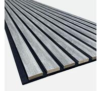 Premium Wide Slat Acoustic Wall Panelling 2400mm x 600mm Decorative 3D (Smoked Grey (Black Felt))