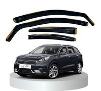 Premium Wind Deflectors for KIA NIRO MK1 5-door 2016-2021 4-pcs - Keep Your Car Ventilated in Rain - Reduce Wind Turbulence - Dark Tinted, In-Channel Type (BWS)