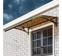 Premium Window Awnings for Exterior Patio - UPF 50+ Canopy with Aluminum Bracket UV & Rain Protection Polycarbonate Cover for Front Door Porch & Garden (Color: Brown)