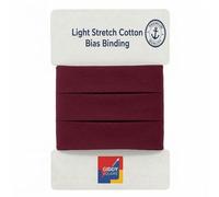Premium Wine Light Stretch Cotton Bias Binding Tape, 18mm Wide x 3m Length, Smooth Finish Mild Elastic Trim for Clothing, Sportswear, Quilting & Blankets - Giddy Square