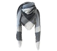 Premium Winter Large Knit Plaid Checked Square Blanket Scarf Shawl Wrap Pan Scarf (Dark Blue, One Size)