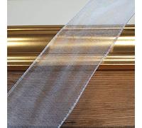 Premium Wired Organza Sheer Ribbon 50mm - 1 Metre Cut to Order - 31 Colours (White)