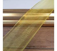 Premium Wired Organza Sheer Ribbon 50mm - 1 Metre Cut to Order - 31 Colours (Yellow)