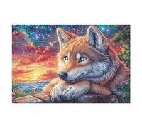 Premium Wolf Flower Forest Wildlife Wild Nature Rural Beautiful 1000 Piece Adult Jigsaw Puzzle Challenging Fun And Engaging Ideal Pastime for Home 1000 PCS（75x50cm）