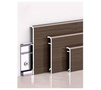 Premium Wood-Look Aluminum Baseboard, Complete Clip-On Installation Kit, Quick Upgrade for Floors & Walls, 4-Pack(G,Height: 6 cm)