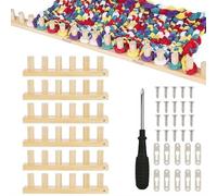 Premium Wooden Adjustable Knitting Loom Kit - Chunky Yarn Loom with Smooth Pegs, Expandable Modular Design for Blankets Scarves Afghans, Beginner-Friendly Weaving Board with Assembly Tools