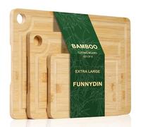 Premium Wooden Chopping Board - 3-Piece Extra Thick Bamboo Cutting Board Set - 38 x 25 cm / 30 x 20 cm / 23 x 15 cm - Ideal for Cutting Meat, Vegetables, as Serving Plate, Dishwasher Safe
