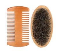 Premium Wooden-Handle Beard & Mustache Brush Set with Dual- Bristles Integrated Comb and Quick-Dry Design for Gentle Grooming Styling