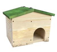 Premium Wooden Hedgehog House - Hinged Green Roof Hibernation Shelter