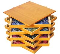 Premium Wooden Puzzle Sorting Trays Stackable - 10 x 10 inch, Stackable Jigsaw Puzzle Organizer for Sorting up to 2000 Pieces - Durable Puzzle Piece Sorter Trays