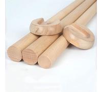 Premium Wooden Round Wardrobe Rod for Hanging Clothes - Natural Wood Closet Pole With End Supports