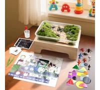 Premium Wooden Sensory Light Table for Kids - All-in-One Sandbox Alternative with Tracing Light Box, 10 Dimming Levels & 50+ Pieces (USB)
