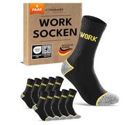 Premium Work Socks Men's Work Socks with Reinforced Heel and Toe, Padded Sole, with Comfort Waistband without Seam, Made of Combed Cotton, 5 Pairs Black, 43-46
