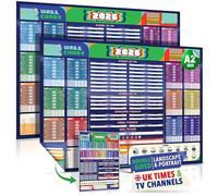 Premium World Cup Wall Chart 2026 - A2 World Cup Football 2026 Poster, 2-in-1 Double-sided: For Wall or Door - All games, UK Kick-off Times, UK TV Channels, Stadiums - (2-pack, 23 x 17 in, folded)