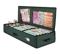 Premium Wrapping Paper Storage Bag with Interior Pockets - Fits 24 Rolls, Christmas Decoration Storage Box, 600D Tear-Proof Xmas Gift Wrap Organiser for Bows, Tags & Ribbons- 5 Year Warranty