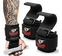 Premium Wrist Hooks Lifting Straps with Padded Wrist Wraps for Maximum Grip Support - Gloves and Pads Alternative in Fitness Gym Weight Lifting Power Training Like Pull Up Deadlifting & Shrugs
