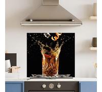 Premium x 75 cm Whiskey Cocktail Glass 6mm Kitchen Splashback Heat Resistant Toughened Polished Edges - Back Splash Back Coloured Hob Painted Tempered Splashback ((w)70cm x (h)65cm)
