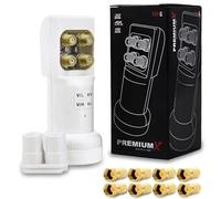 Premium X PXV-Q Quattro LNB - Only for Multiswitches - LNC Head with LTE Filter - SAT Digital DVB-S2 4K HD 3D - Gold-Plated Contacts - White - Extra Small - Includes 8x F-Connector