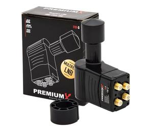 Premium X Rocket Quattro LNB - 4-Way - Only for Multiswitch - 4K Full HD - with Weather Protection + for Satellite Dish Digital TV - Black
