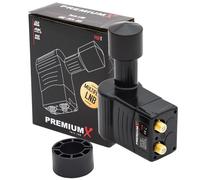 Premium X Rocket Twin LNB - Double - for 2 Participants - 4K Full HD - with Weather Protection for Satellite Dish Digital TV - Black