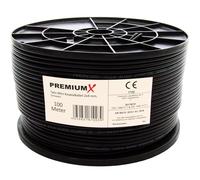 Premium X Twin Mini Satellite Coaxial Cable 100 m 2 x 4 mm Extra Thin and Double Shielded Space Saving TV Antenna Cable for Satellite DVB-T Twin Receiver Ultra HD 4K 3D Black