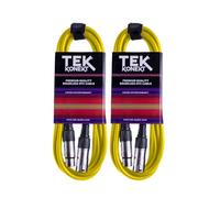 Premium XLR Cable for a Clear Audio Signal with Balanced Male to Female Microphone Lead, plus Cable Tie, for professional DJ, stage and studio (Yellow, 2 x 10m)