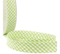 Premium Yarn Dyed Polycotton Gingham Bias Binding Tape 20mm Light Green Large Gingham 3m - Strong Smooth Hardwearing Woven Check Trim for Quiting & Garment Edging- Machine Washable - Giddy Square