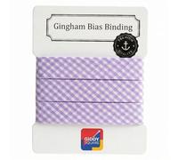 Premium Yarn Dyed Polycotton Gingham Bias Binding Tape 20mm Lilac Large Gingham 10m - Strong Smooth Hardwearing Woven Check Trim for Quiting & Garment Edging- Machine Washable - Giddy Square