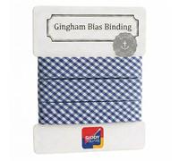 Premium Yarn Dyed Polycotton Gingham Bias Binding Tape 20mm Navy Blue Large Gingham 5m - Strong Smooth Hardwearing Woven Check Trim for Quiting & Garment Edging- Machine Washable - Giddy Square