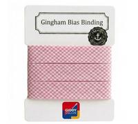 Premium Yarn Dyed Polycotton Gingham Bias Binding Tape 20mm Pink Small Gingham 5m - Strong Smooth Hardwearing Woven Check Trim for Quiting & Garment Edging- Machine Washable - Giddy Square