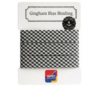 Premium Yarn Dyed Polycotton Gingham Bias Binding Tape 30mm Black Large Gingham 10m - Strong Smooth Hardwearing Woven Check Trim for Quilting, Bunting & Edging - Machine Washable - Giddy Square