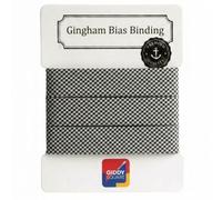 Premium Yarn Dyed Polycotton Gingham Bias Binding Tape 30mm Black Small Gingham 5m - Strong Smooth Hardwearing Woven Check Trim for Quilting, Bunting & Edging - Machine Washable - Giddy Square