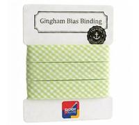 Premium Yarn Dyed Polycotton Gingham Bias Binding Tape 30mm Light Green Large Gingham 3m - Strong Smooth Hardwearing Woven Check Trim for Quilting, Bunting & Edging - Machine Washable - Giddy Square