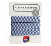 Premium Yarn Dyed Polycotton Gingham Bias Binding Tape 30mm Navy Blue Small Gingham 10m - Strong Smooth Hardwearing Woven Check Trim for Quilting, Bunting & Edging - Machine Washable - Giddy Square