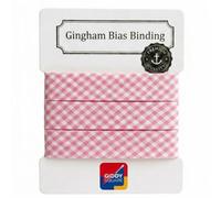 Premium Yarn Dyed Polycotton Gingham Bias Binding Tape 30mm Pink Large Gingham 5m - Strong Smooth Hardwearing Woven Check Trim for Quilting, Bunting & Edging - Machine Washable - Giddy Square
